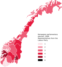 Norwegian parliamentary election 2009 map Ap reps.svg