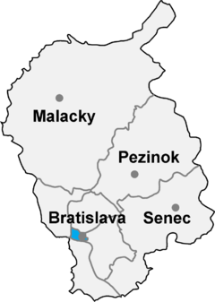 Округ Братислава I на мапі Братиславського краю
