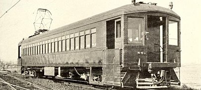 Photo of an original East Bay Electric Lines interurban when delivered by the American Car & Foundry Company. Note the rectangular windows. Original Interurban.jpg