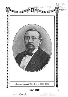 Otto Janke (1849–1901), der Begründer des Otto-Janke-Verlags in Berlin. Bildnis aus 50 Jahre Deutsche Roman-Zeitung - Festschrift zum fünfzigjährigen Jubiläum (1863-1913), S. 3 (Quelle: Wikimedia)