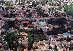 Veduta aerea del centro di Pécs