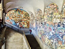 The History of Mexico - mural in the National Palace in Mexico City Palacio Nacional Murals view.JPG