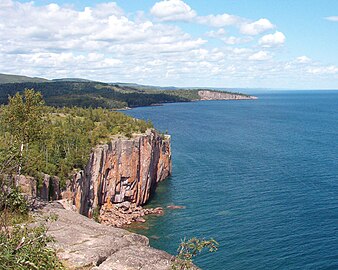 View of cliffs at Palisade Head, looking NE to Shovel Point