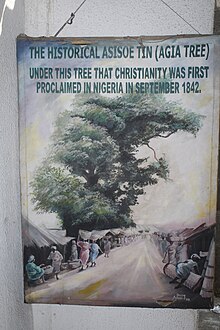 Picture of the Agia Tree where Christianity was first proclaimed in Nigeria Picture of the Agia Tree where Christianity was first proclaimed in Nigeria.jpg