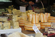 Cheeses for sale at the Carmel Market in Tel Aviv. PikiWiki Israel 34185 Carmel Market in Tel - Aviv.JPG