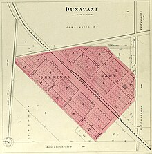 Plat map of Dunavan, 1878 Plat map of Dunavan, Descriptive atlas of Jefferson County, Kansas, 1878.jpg