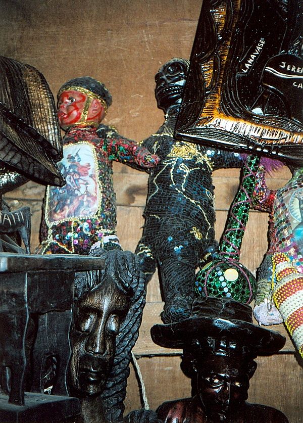 Vodou paraphernalia for sale at the Marché de Fer (Iron Market) in Port-au-Prince, Haiti.