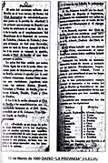 Diario La Provincia z 12. března 1890, odkazující na „Rekreační klub v Huelvě“ a „Anglický klub v Seville“.