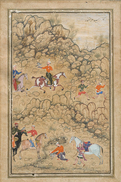 File:Prince Akbar and Noblemen Hawking, Probably Accompanied by His Guardian Bairam Khan.jpg