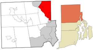 Providence County Rhode Island incorporated and unincorporated areas Cumberland highlighted.svg