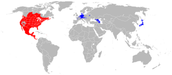 A map displaying raccoon range: from Canada’s southern half to Northern Panama and parts of Europe, including Germany and France.