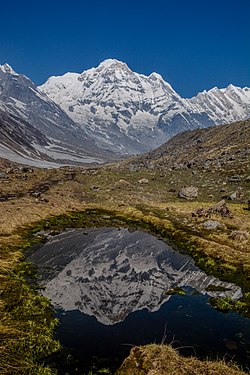 Reflection of Annapurna Mountain in fresh water © Marija Grujovska