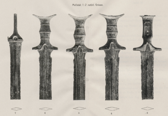 Detailansicht der Schwertgriffe