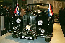 Queen Juliana's State Landaulette, on display in 2003 Rollsroyce (cropped).JPG