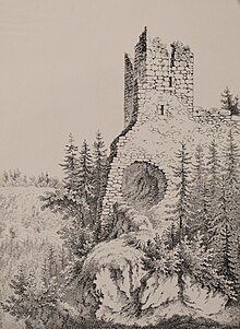 Ruine Alt-Ramschwag Lithografie 1840