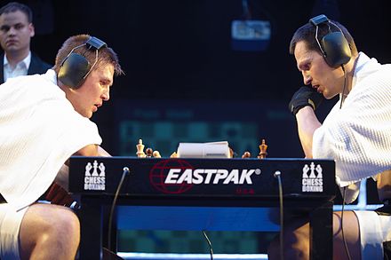 A chess round in a chess boxing match in 2008