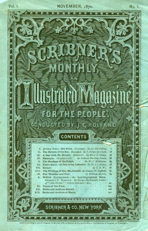 The first issue of Scribner's Monthly