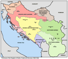 Provinces of the Kingdom of Serbs, Croats and Slovenes in 1920–1922
