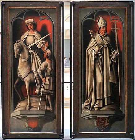Revers des volets précédents : Saint Martin de Tours et Saint Liévin de Gand.