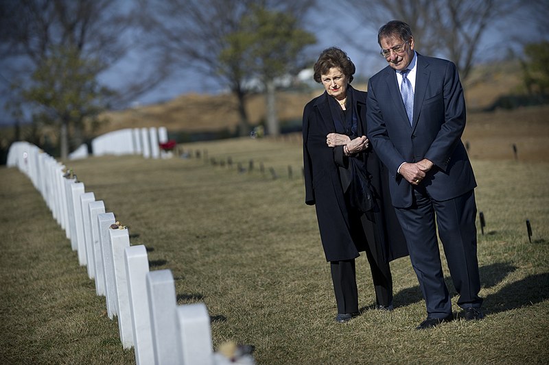 File:Secretary of Defense, Leon E. Panetta and his wife Sylvia visit Arlington National Cemetery's Section 60.jpg