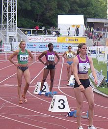 Shakes-Drayton (lane 2) at the 2010 Josef Odlozil Memorial in Prague, where she finished second in 55.28 s. Shakes-Drayton at 2010 Josef Odlozil Memorial.jpg