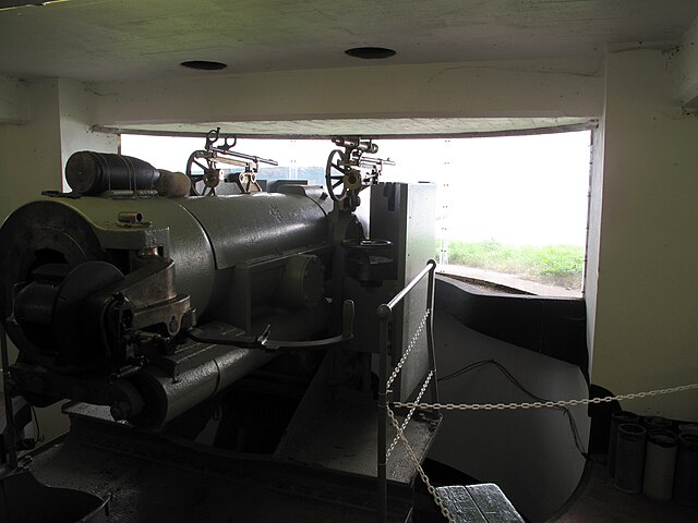 A six-inch coastal defence gun on Spike Island protecting the mouth of the harbour