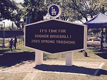 Sign greeting visitors to Dodgers spring training Spring training at Camelback Ranch.jpg