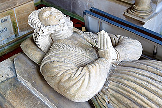 Monument to Bridget Phelips St Catherines church, Montacute - monument to Bridget Phelips (detail) (geograph 3097241).jpg