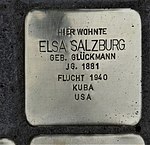 Stolperstein für Elsa Salzburg, Tiergartenstraße 18, Dresden.JPG