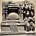 Stupa surrounded by four lion-crowned pillars, Gandhara, 2nd century AD