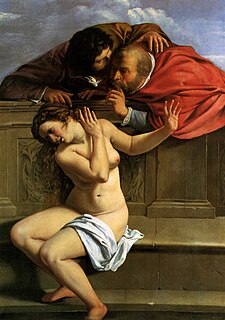 <i>Susanna and the Elders</i> (Artemisia Gentileschi, Pommersfelden) Painting by Artemisia Gentileschi (Pommersfelden)