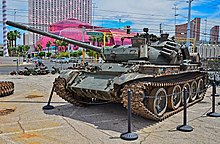 A T-55 tank at Battlefield Vegas T-55 Medium Tank Main Battle Tank Battlefield Vegas (17340260435).jpg