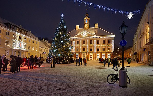 Tartu Town Hall (Estonia) in winter time