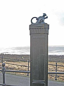 A statue in Hartlepool, England, commemorating the "Hartlepool monkey", a primate who was mistaken by locals to be a French soldier and killed. The Hartlepool Monkey - geograph.org.uk - 318321.jpg