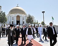 Narendra Modi at the Mausoleum of the First President of Turkmenistan, in Ashgabat, Turkmenistan, on July 11, 2015.