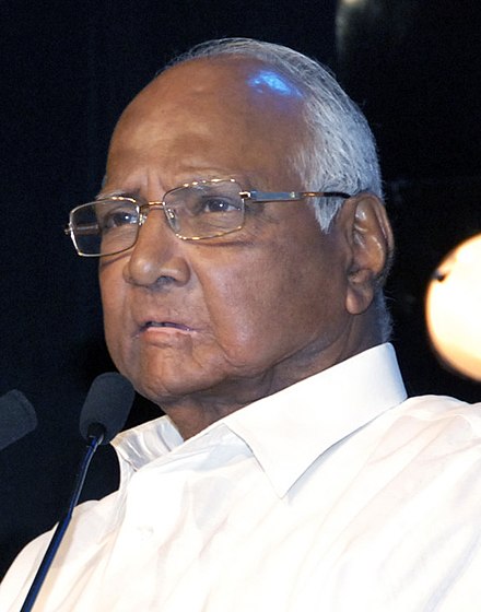 The Union Minister for Agriculture and Food Processing Industries, Shri Sharad Pawar addressing at the launch of the Sahana Group’s New Marathi Channel “Jai Maharashtra”, in Mumbai on April 27, 2013 (cropped).jpg