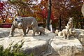 Sculpture of tigers at the Seoul Grand Park Zoo, Gwacheon.