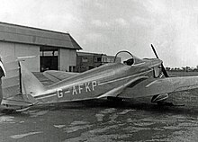 1938 UK-built Tipsy Trainer 1 at Manchester (Ringway) Airport in 1949. This widely travelled aircraft was lost in a crash in Sudan in 1952. Tipsy B G-AFKP RWY 04.09.49 edited-2.jpg