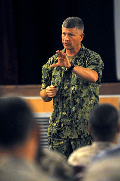 File:US Navy 100804-N-9818V-487 Master Chief Petty Officer of the Navy (MCPON) Rick West holds an all-hands call with Sailors assigned to Marine Corps Air Station Cherry Point.jpg