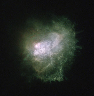 Zdjęcie gwiazdy i otaczającej ją chmury gazu za pomocą Kosmicznego Teleskopu Hubble'a