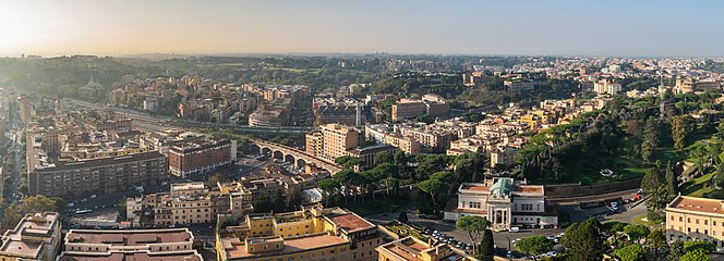 View of Rome from the dome of Saint Peter's Basilica in the Vatican City (view towards the south-west)