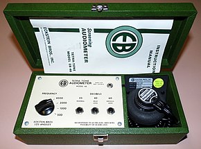 Audiômetro de triagem Vintage Eckstein Bros., Inc., Tetra-Tone Model EB-46, Circa 1975 (16733399820) .jpg