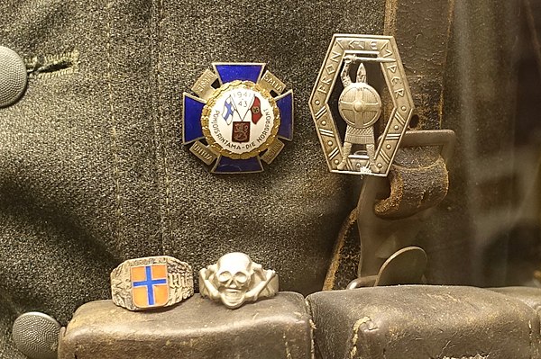 Close-up of the "Fronterkjempermerket", "Pohjoisrintama Die Nordfront 1941-1943" (Finland/Third Reich Finnisch-deutsches Nordfrontkreuz), SS Nordland 