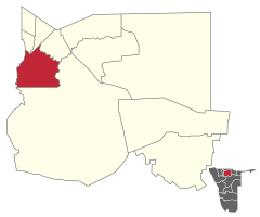 Map of Omuntele (constituency) in Namibia