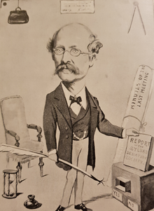 Washington Edmonds Haycock as president of the Sylvan Debating club in 1902-1903 Washington Edmonds Haycock cartoon.png