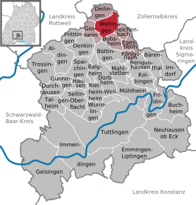 Poziția Wehingen pe harta districtului Tuttlingen