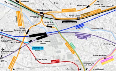Map of the proposed Old Oak Common interchange