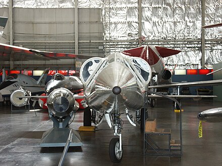 The X-3 Stiletto on display in the R&D hangar of the U.S. Air Force Museum, 2005