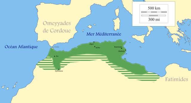 지리 토후국의 영토 (녹색), 최대 확장 시 (10세기 말)Julien, Charles-André (1994년 1월 1일). 《Histoire de l'Afrique du Nord: des origines à 1830》 (프랑스어). Payot. 295쪽. 