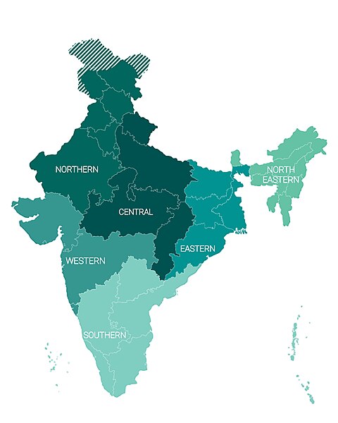 The six zones of India